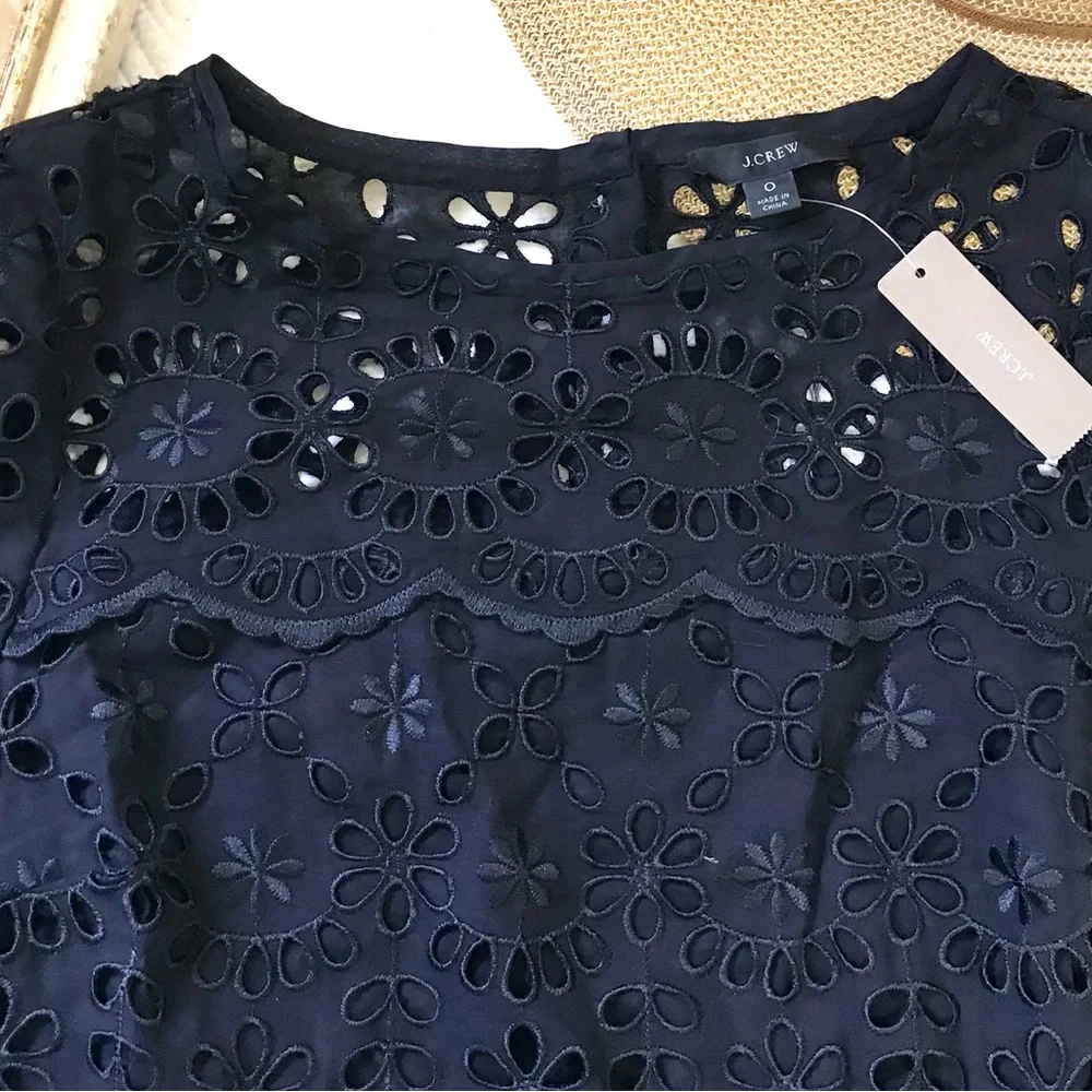 J. Crew Bell Sleeve Black Eyelet Dress NWT